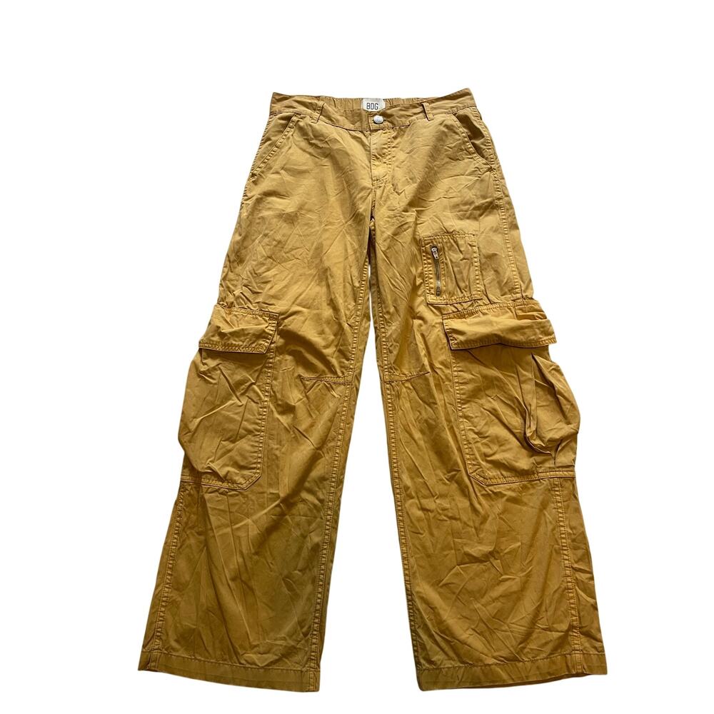 BDG Urban Outfitters Y2K Wide-Leg Utility Cargo Pants Mustard Yellow Size 4